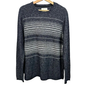 NWT Bixby Nomad Navy White Striped Marl Sweater Shirt Mens Size M Medium